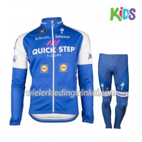 Set Wielershirt Lange Mouw + Fietsbroek Lang 2017 Quick-Step Floors Kids N001